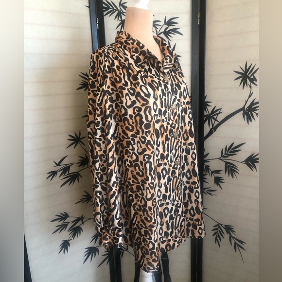 Joanna Long Sleeve Leopard Print Button Front Blouse Women’s Plus Size 3X NWOT - Picture 2 of 12